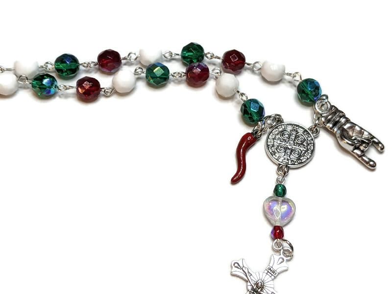 Italian Auto/Car Rosary With Red Horn & Mano Cornuto