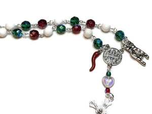 Italian Auto/Car Rosary With Red Horn & Mano Cornuto