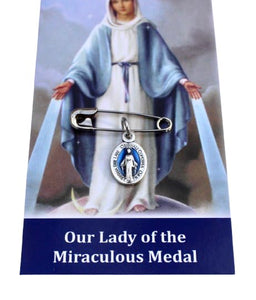 TINY Miraculous Medal Safety Pin, Happy Marriage Protection Pin, Undergarment Pin, Something Blue, Catholic Wedding, Blue Miraculous Medal