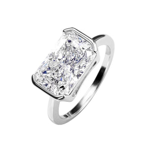 SHAMA JEWELS HUB Stunning 4CT moissanite Ring - Bezel Set Radiant Cut Moissanite Ring - Timeless Elegance in Platinum & Gold,Elegant Engagement Promise Wedding Rings For Women & Gift For Women