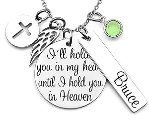 Memorial necklace, memorial jewelry, in memory of, i'll hold you in my heart until I hold you in Heaven, loss of loved one, condolence gift