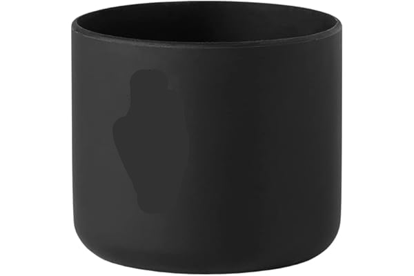 Black silicone cup with 'owalo' branding on a white background