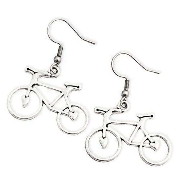 Bicycle Earrings, Silver Bicycle Earrings, Bike Earrings