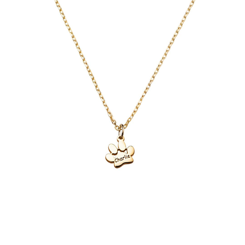 Custom Engraved Paw Print Necklace – 925 Sterling Silver or Gold, Personalized Memorial Jewelry, Thoughtful Gift for Pet Lovers, Unique Charm Keepsake, Christmas Gift