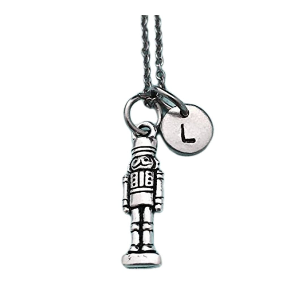 Nutcracker necklace, nutcracker charm, Christmas necklace, personalized necklace, initial necklace, initial charm, monogram