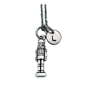 Nutcracker necklace, nutcracker charm, Christmas necklace, personalized necklace, initial necklace, initial charm, monogram