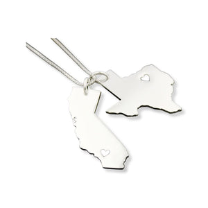 Silversmith925 Any Two State necklace with heart cut out WOMEN NECKLACE comes with the box style chain personalized 2 state 1 chain state pendant best Gift - ONLY UNITED STATES