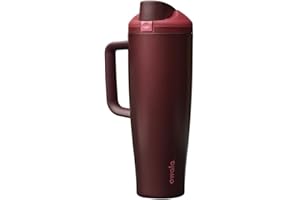 Owala FreeSip Tumbler Insulated Stainless Steel Water Bottle with Built-in Straw and Side Handle, For Travel, Work, School, and Sports, 40oz, BPA Free, Leak Proof, Black Cherry