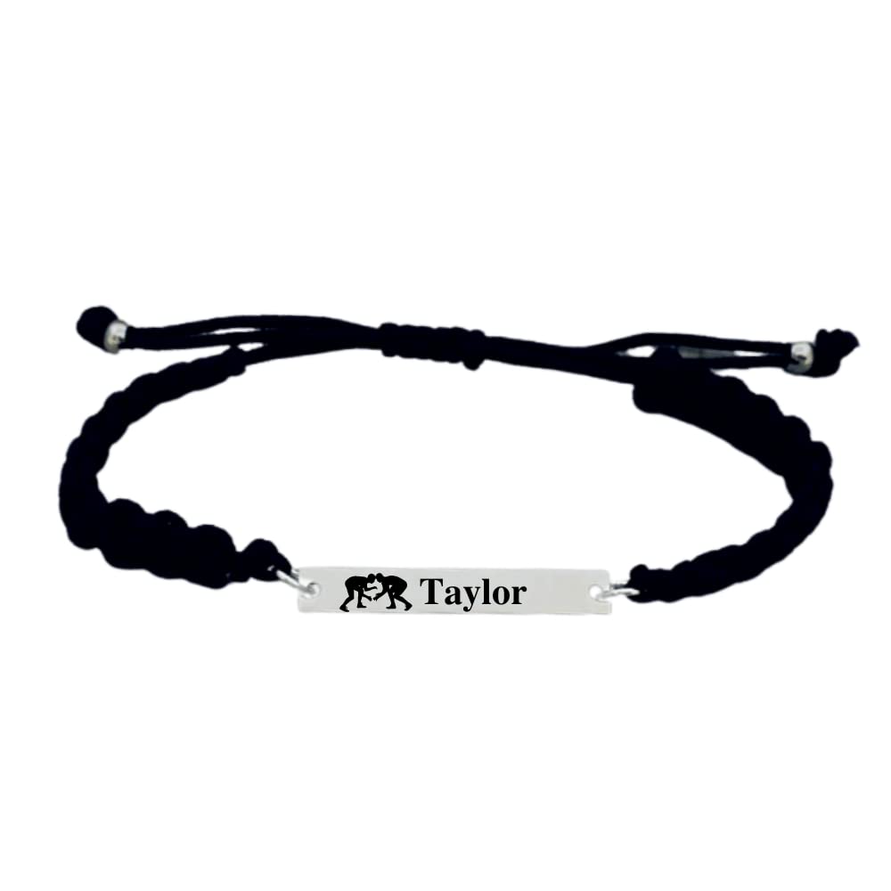Personalized Wrestling Gift, Engraved Wrestling Adjustable Rope Bracelet, Wrestling Jewelry, Wrestler Gift Wrestling Team Gift