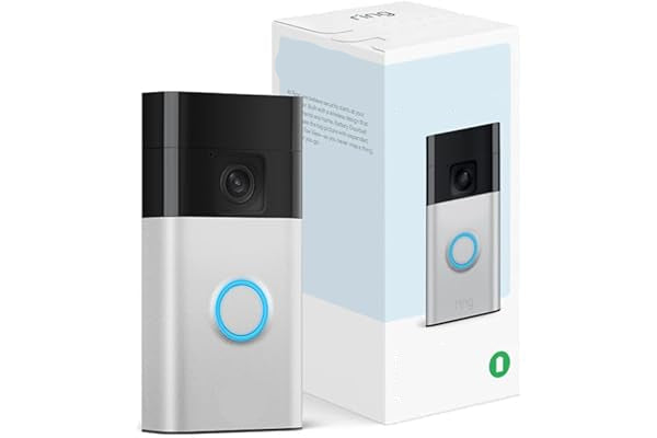Ring battery doorbell with packaging on a white background