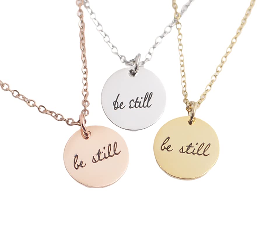 BrandedHeartJewelry Be still necklace motivational pendant inspirational gift