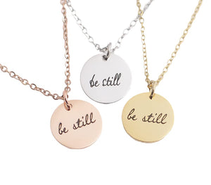 BrandedHeartJewelry Be still necklace motivational pendant inspirational gift