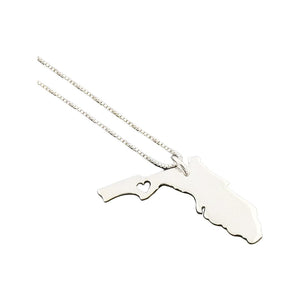 Florida necklace personalized Florida state necklace sterling silver state necklace with heart Hometown Gift LOVE FLORIDA