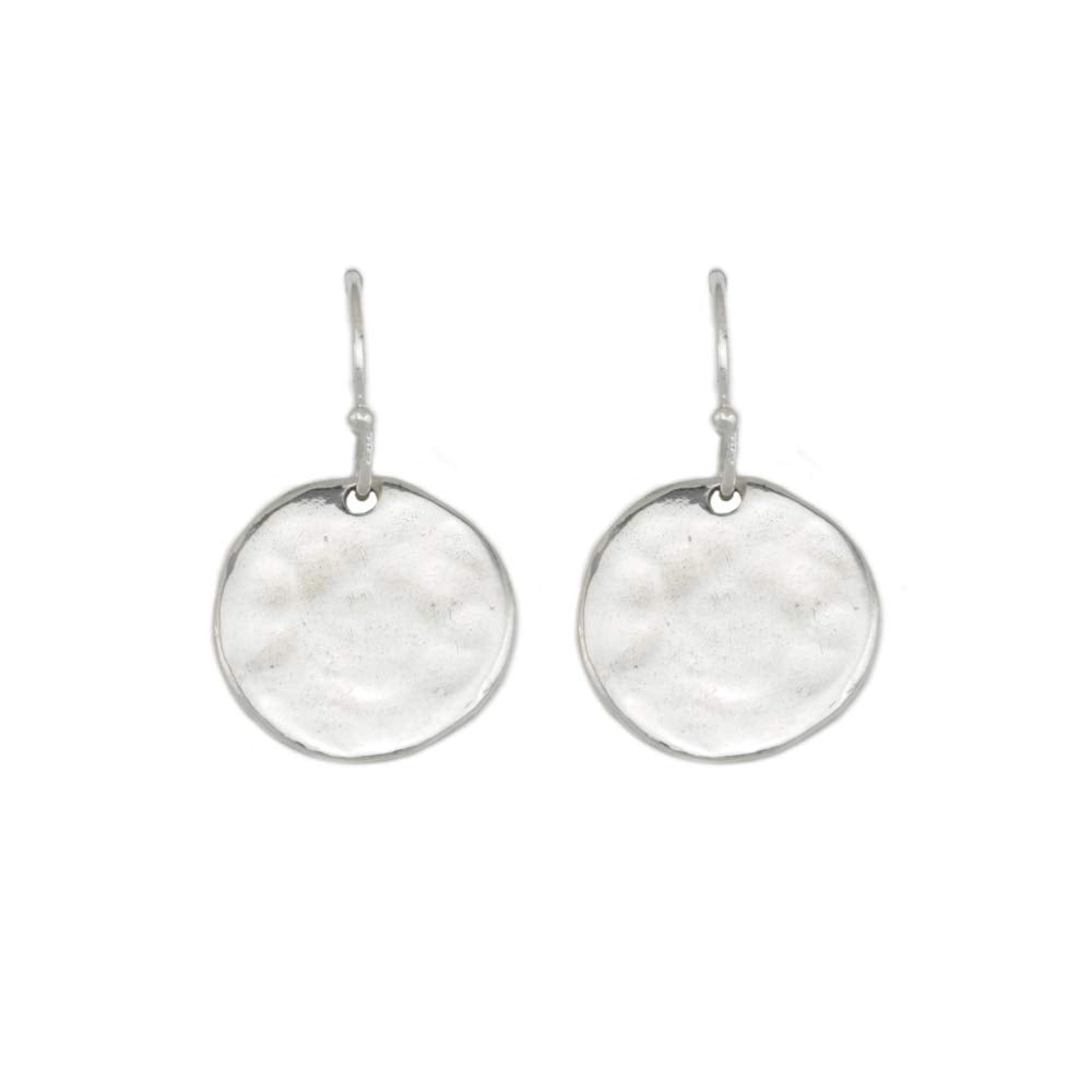 Sterling Silver Small Lightweight Hammered Disc Earrings