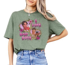 ElixirStreet I Love Bad Boys Shirt Favorite Scary Movie T-Shirt Halloween Retro 90s Trendy Horror Scream Shirts Multi Color