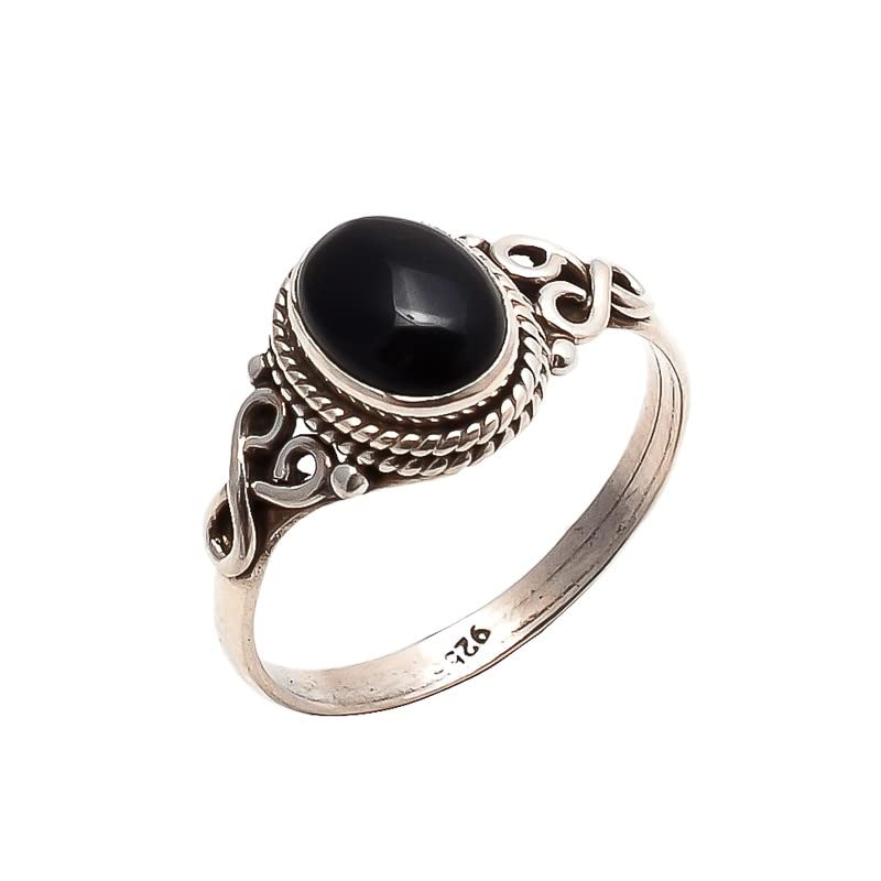 Black Onyx Stone Ring 925 Sterling Silver Statement Ring For Women Handmade Gemstone Christmas Jewellery Size US 12 Gift For Her