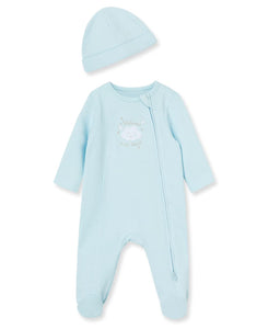 Little Me baby boys Pajamas infant and toddler bodysuit footies, Welcome World Blue, 6 Months US