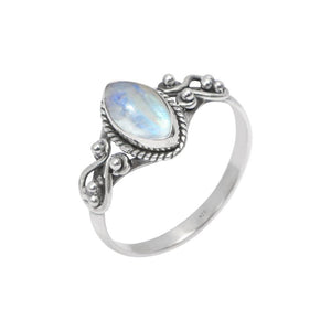 Rainbow Moonstone Stone Ring, 925 Sterling Silver Statement Ring For Women, Handmade Ring Gemstone Promise Ring for Birthday Christmas Gift For Her Ring Size US 7