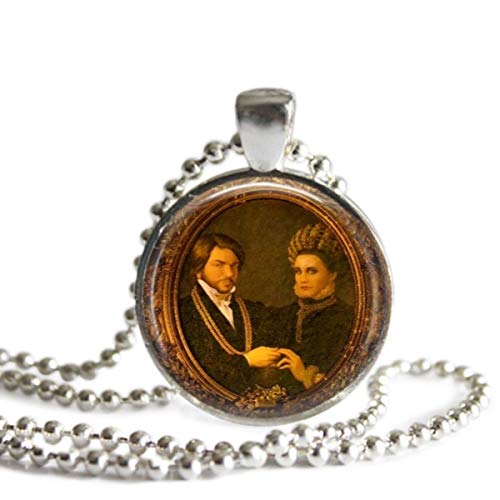 What We Do In The Shadows Lazlo and Nadja 1 Inch Silver Plated Pendant 24 Inch Stainless Steel Ball Chain Necklace Handmade Fan Gift