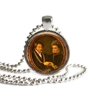 What We Do In The Shadows Lazlo and Nadja 1 Inch Silver Plated Pendant 24 Inch Stainless Steel Ball Chain Necklace Handmade Fan Gift