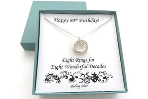 80th Birthday Gifts for Women | Sterling Silver Necklace | 80th Birthday