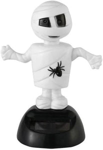 White Solar Dancing Toys Halloween Skeleton Mummy Dancing Figure Toy Doll Car Dashboard Decorations Horror Ornaments Halloween Party Supplies Favors Solar Power Kits