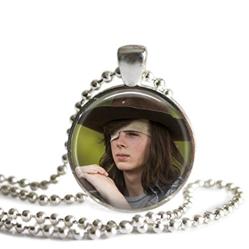 The Spider's Parlor Chandler Riggs as Carl Grimes 1 inch Silver Plated Picture Pendant 24 inch Stainless Steel Ball Chain Necklace Handmade