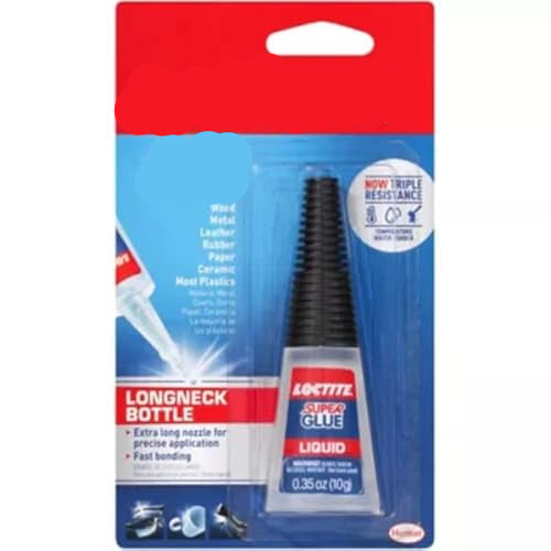 Loctite Super Glue packaging with a longneck bottle on a white background