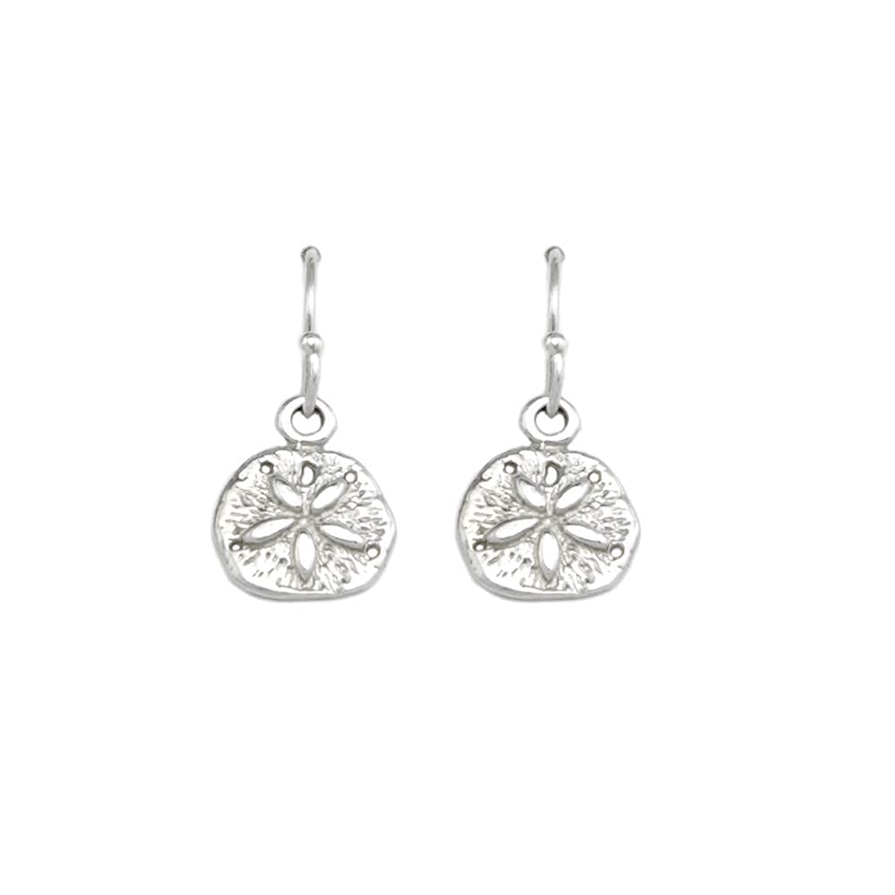 Sterling Silver Tiny Sand Dollar Charm Earrings