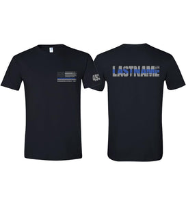 Custom Police Shirt with Badge Number and Last Name Thin Blue Line Police Officer Shirts for Men and Women