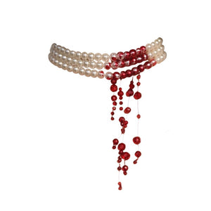Dripping Blood Choker Imitation Pearls Necklace Vampire Party Accessory Marie Antoinette Costume