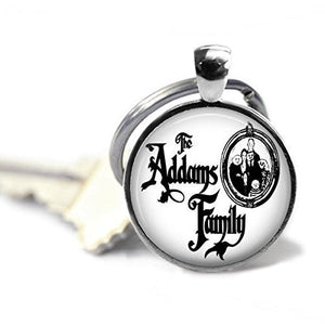 The Addams Family Musical Keychain 1 inch Silver Plated Pendant Handmade Theater Fan Gift Gothic Aesthetic Key Ring for Cosplay Halloween or Collectors