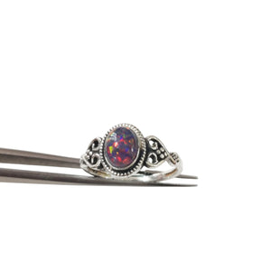 Silveringart Natural Black Opal Ring, Black Opal Gemstone, October Birthstone, Sterling Silver, Womens Ring, Statement Jewelry