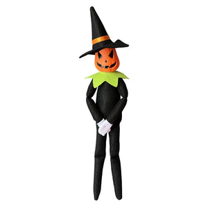 14Inch Halloween Xmas Pumpkin Elf Doll Toys,Handmade Stuffed Halloween Pumpkin Elf Toys Ornament for Holiday Tabletop Home Decoration Party Decorations Props(Green)