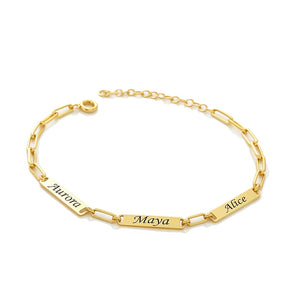 Custom Name Bar Bracelet, Personalized Engraved Bracelets for Women, Gold Personalized Bar Name Bracelet Sterling Silver 925K