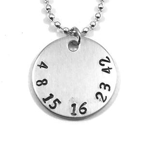 The Spider's Parlor Lost TV Show Winning Lotto Numbers Hand Stamped Necklace