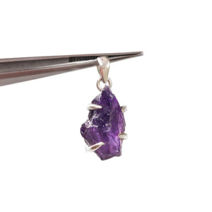 Rough Amethyst Pendant, Natural Amethyst Pendant, February Birthstone, Womens Pendant Necklace, 925 Sterling Silver, Christmas, Thanksgiving, Mens Pendant, Handmade Jewelry, Raw Stone Pendant