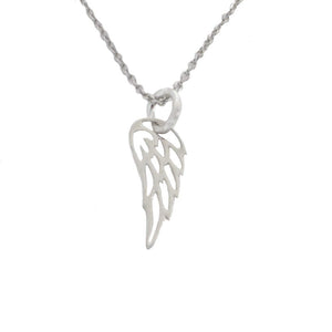 Sterling Silver Tiny Angel Bird Wing Charm Necklace 18"
