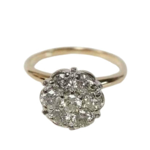 Phoenixjewel 2 Ct Round Cut Diamond Delicate Solitaire Wedding Daisy Flower Shape Cluster Engagement Cocktail Ring For Women 14K Gold Plated Floral Propose Anniversary Ring Christmas Gift For Her