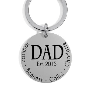 Personalized Keychain for Dad – Custom Stainless Steel Engraved Gift with Kids’ Names & Dates, Father’s Day, Birthday, Grandpa Present