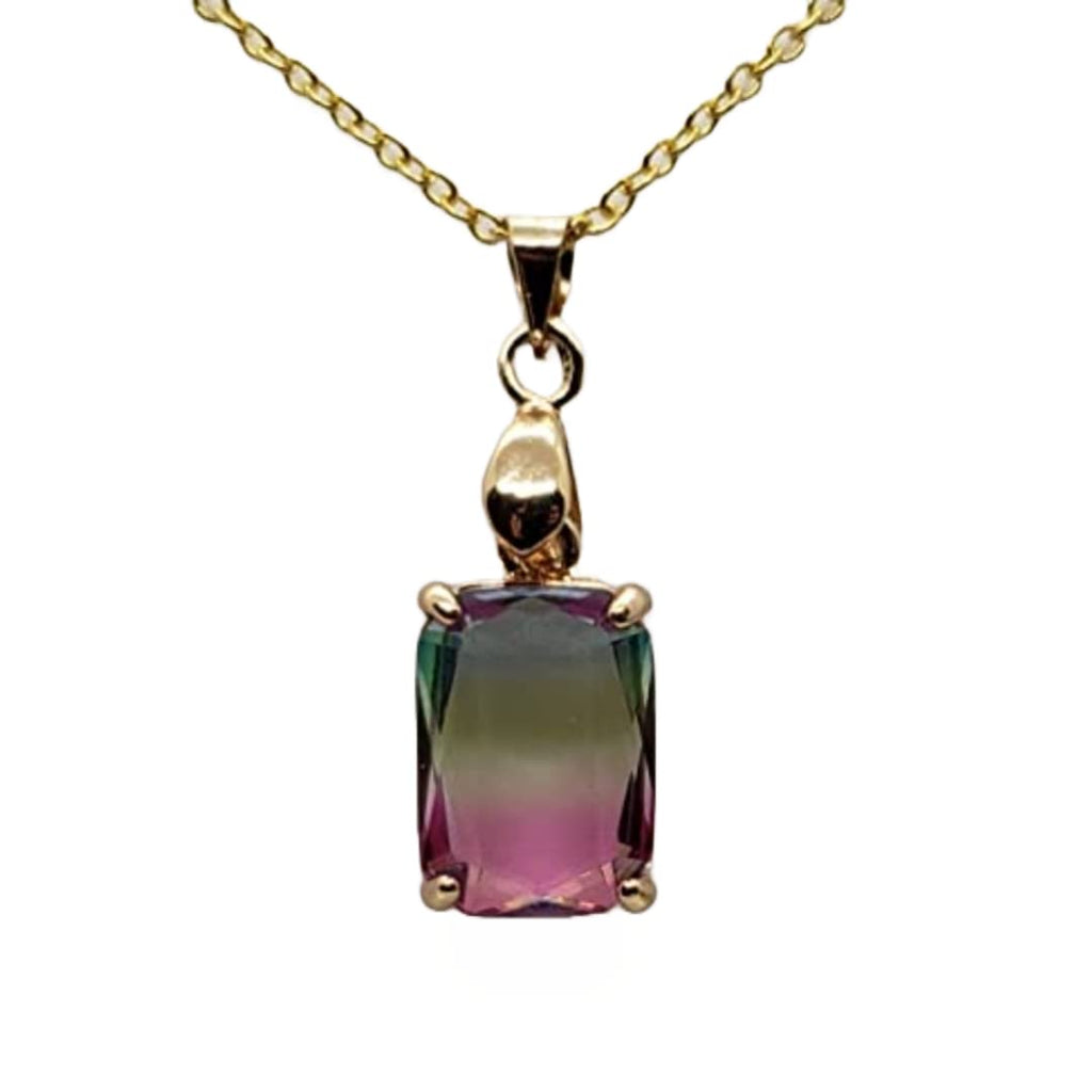 Watermelon Tourmaline Gold Necklace