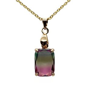 Watermelon Tourmaline Gold Necklace