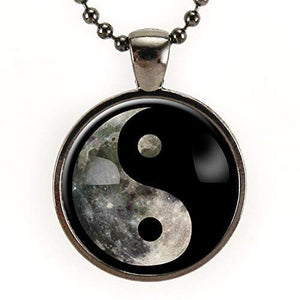 CellsDividing Full Moon Yin Yang Necklace, Space Aesthetic