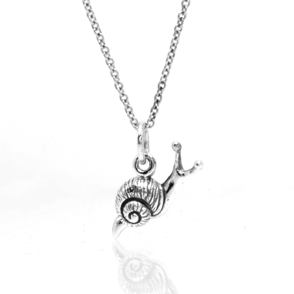 FLYINGTUTU Sterling Silver Tiny Snail Charm Necklace, 18"