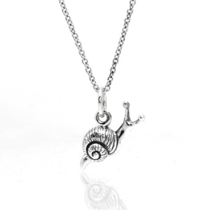 FLYINGTUTU Sterling Silver Tiny Snail Charm Necklace, 18"