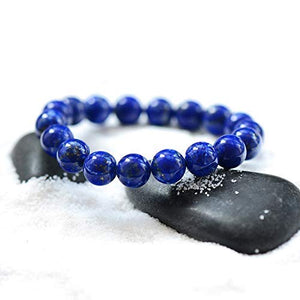 Crystal Agate Bracelets Lapis Lazuli Blue Stone Focus Bracelet - Bead Stretch Bracelet - Friendship Bracelet (8mm)