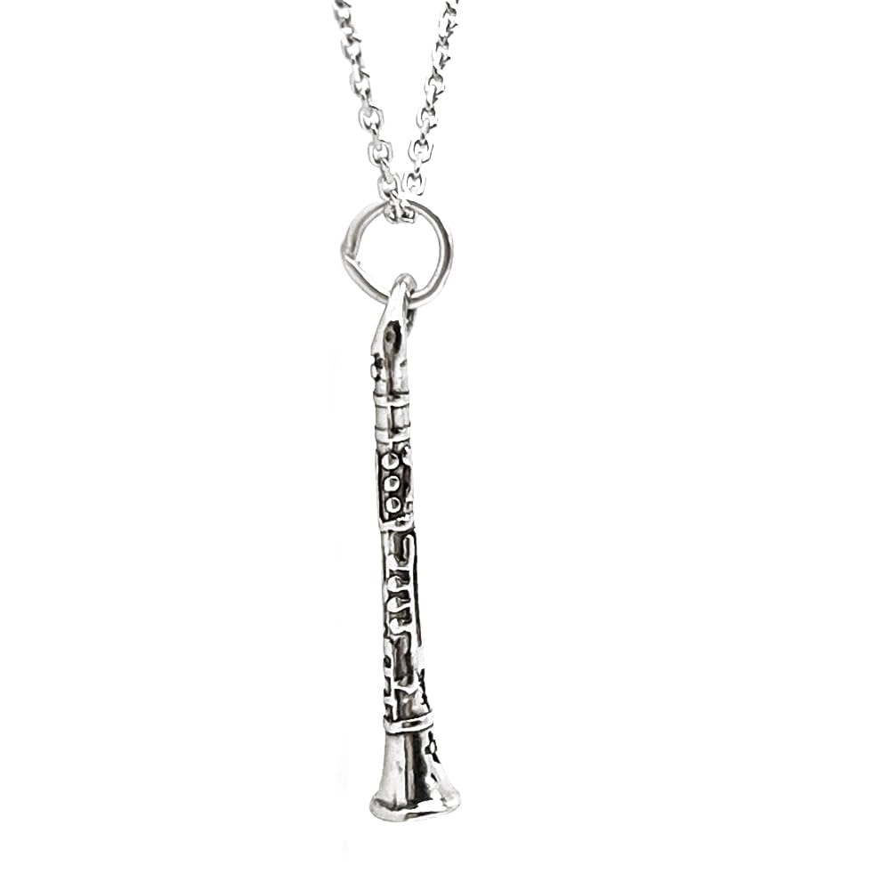 KEVIN N ANNA Sterling Silver 3D Clarinet Charm Necklace, 18"