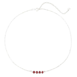 EnCharmed Sterling Silver Ruby Delicate Choker, Handmade Minimal Dainty Gemstone Necklace, Adjustable Length 14-17 Inches, July Birthstone