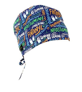 Unisex Medical Scrub Cap – Anesthesia Meds Scribbles Multicolor