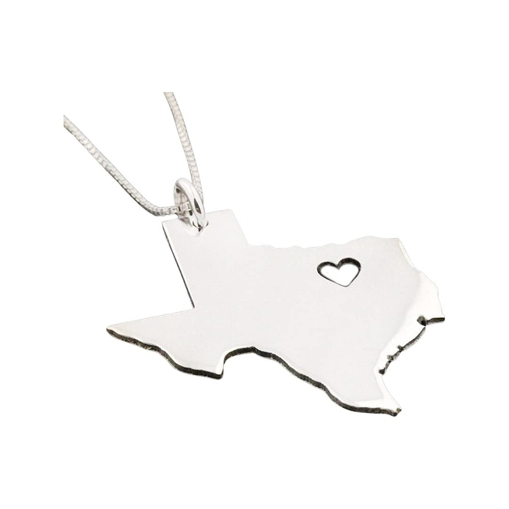 Silversmith925 Texas State Sterling Silver Necklace - Personalized Heart Pendant with Bright Satin Finish - Women's Unisex Gift - Born or Live in Texas